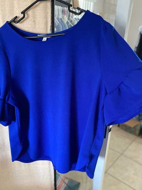 Tops - Cobalt blue bell sleeve blouse, 2X
